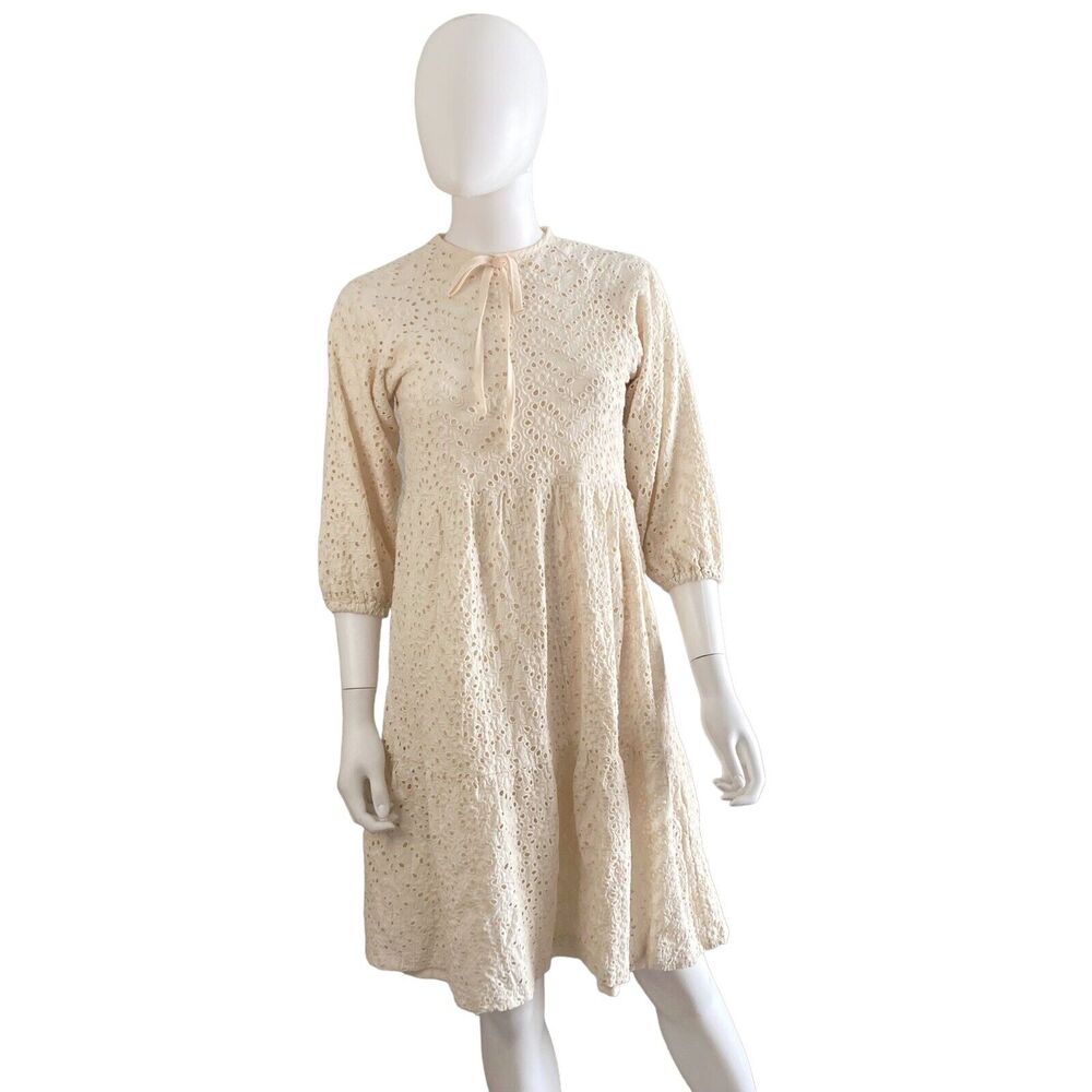 Udel NY Vintage Inspired Floral Dress 3/4 Sleeve Boho Prairie Cottagecore XXS
